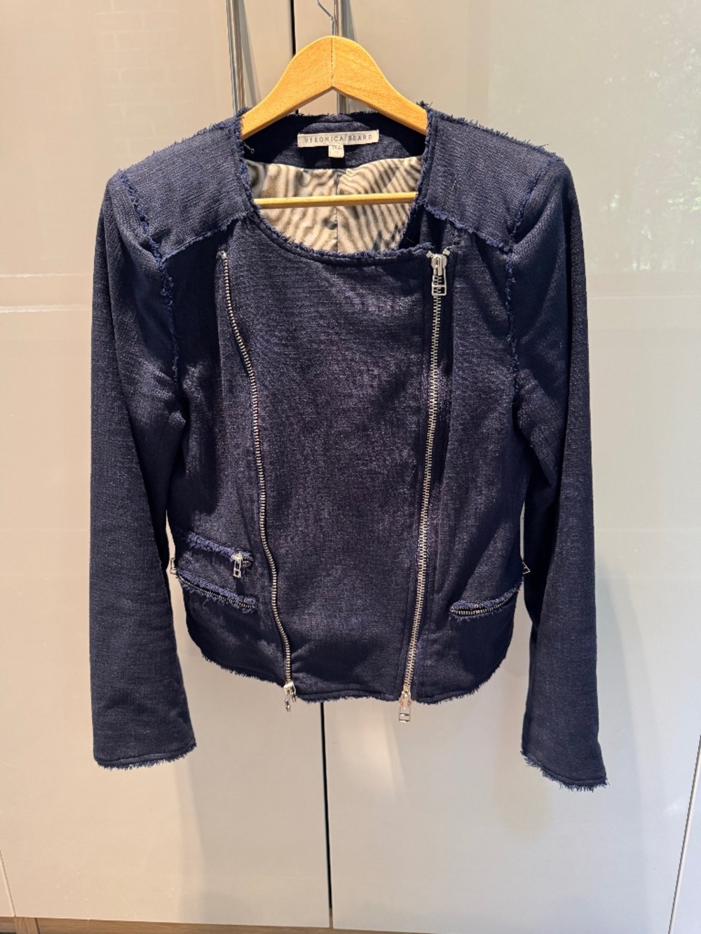 Veronica beard linen biker style.